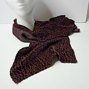 Brown Burnout Velvet Scarf Animal‎ Print Leopard Cheetah Artsy Boho Wild Gift